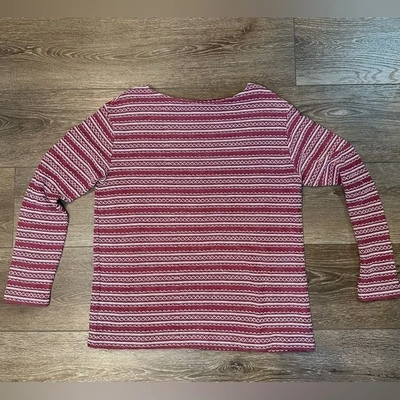 J. Jill Long Sleeve Boat Neck Red and White Embroidered Sweater - Picture 6 of 12